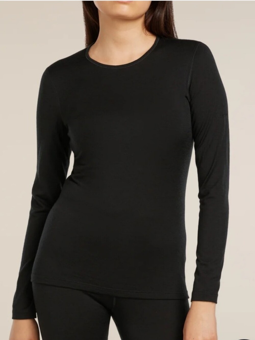 Icebreaker 200 Merino Wool Crew Long Sleeve Base Layer - Black Size Medium